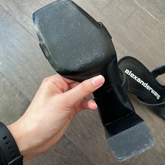 ALEXANDER WANG Hayden Leather Doubled Strap Heeled Sandals - Size 39, Black - Picture 9 of 10